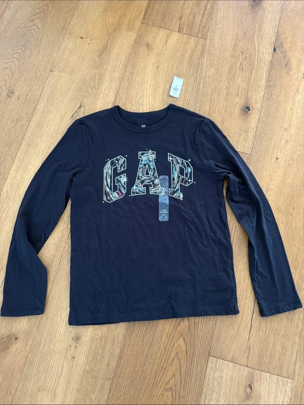 Brand new with tags, GAP Boys Black Long Sleeve T-shirt, size L 10, large